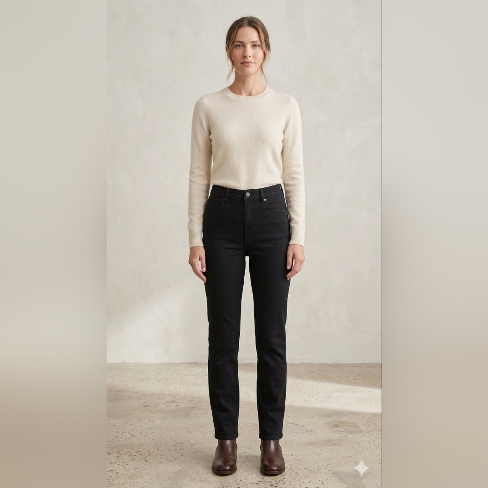 NWT! Women's Spanx Sculpting Compression Slim Straight Jeans - Black Size 2 Tall